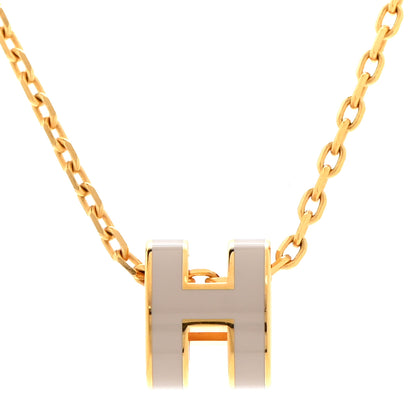 Hermes Lacquered Gold Mini Pop H Pendant Necklace Marron Glace 4 of 6