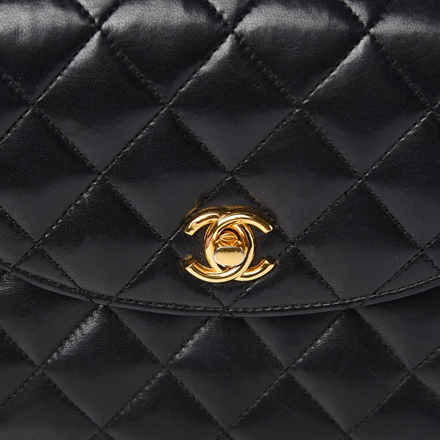 Lambskin Quilted Small Single Flap Black
