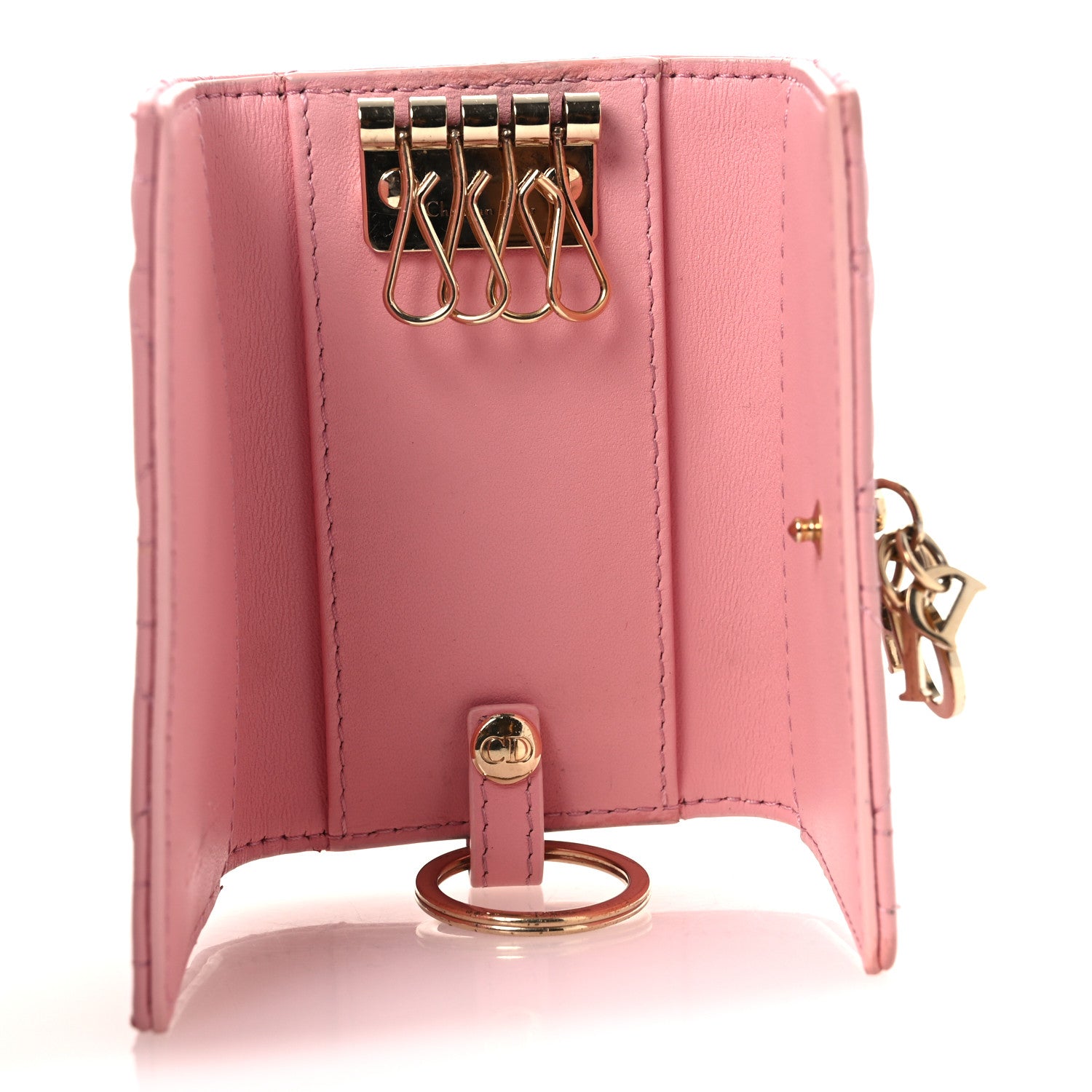 Christian Dior Lambskin Cannage Miss Dior 4 Key Holder Wallet Pink 5 of 12