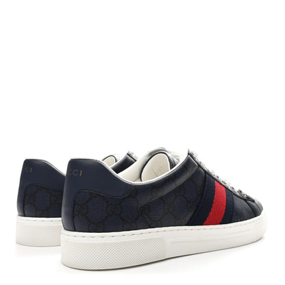 Gucci GG Supreme Monogram Ayers Web Mens New Ace Sneakers 8 Dark Blue 5 of 10