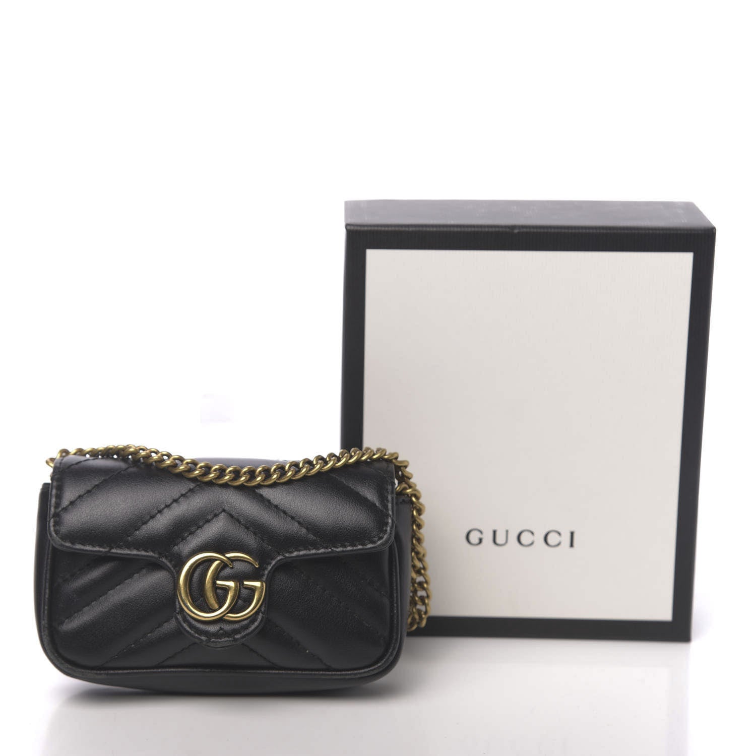 Gucci Calfskin Matelasse GG Marmont 2.0 Coin Purse On A Chain Black 9 of 9