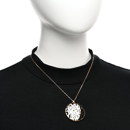 Cartier 18K Yellow Gold Tsavorite Black Lacquer Panthere De Cartier Round Pendant Necklace 2 of 5