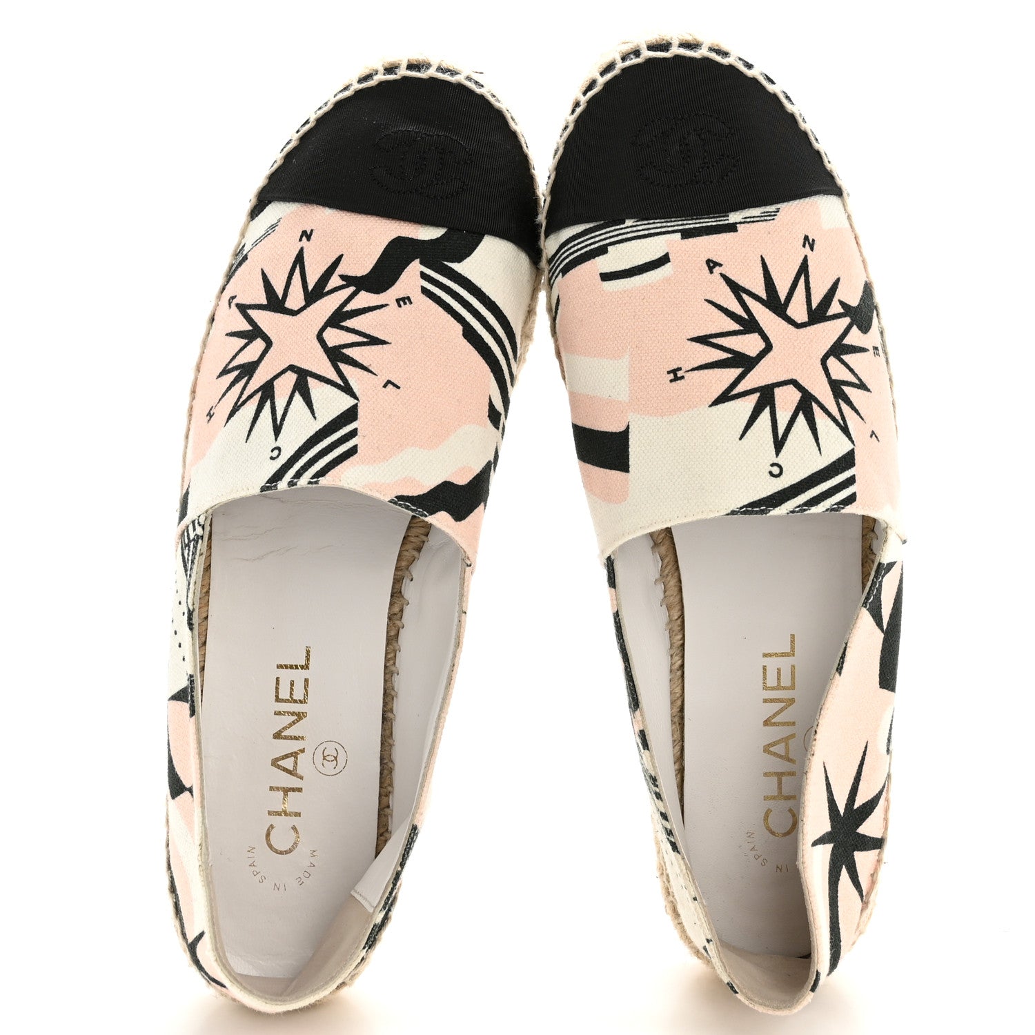 Chanel Fabric CC Espadrilles 39 Pink White Black 2 of 11