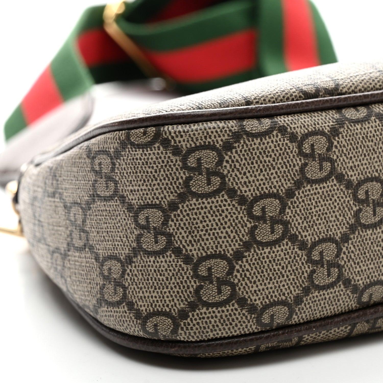 Gucci GG Supreme Monogram Textured Dollar Calfskin Web Small Ophidia GG Handbag Beige Ebony New Acero 8 of 9