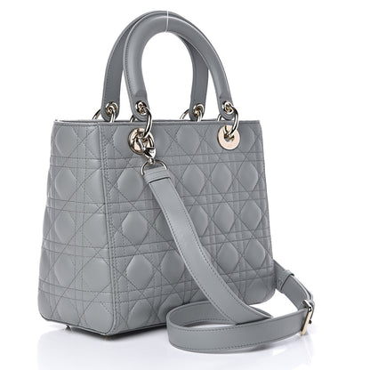 Christian Dior Lambskin Cannage Medium Lady Dior Grey 3 of 14