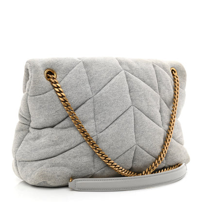 Saint Laurent Jersey Quilted Small Loulou Puffer Monogram Chain Satchel Grey Cloud 3 of 11