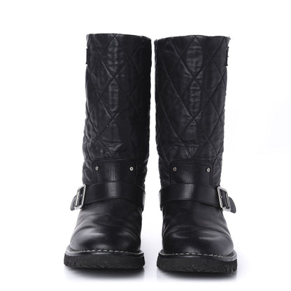 Chanel Calfskin Quilted Biker Boots 36.5 Black 2 of 8