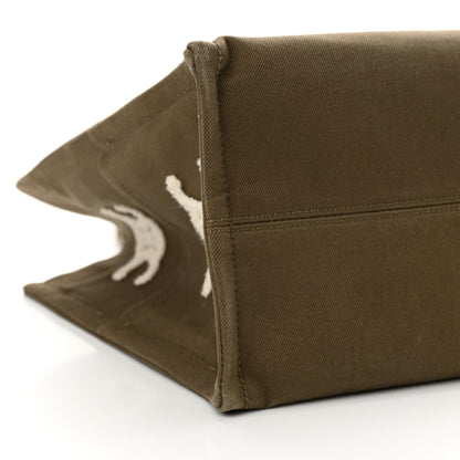 Celine Canvas Calfskin Embroidered Triomphe Large Cabas Thais Khaki Tan 8 of 10