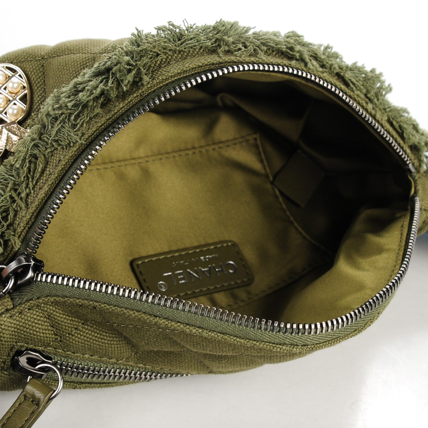 Chanel Canvas Lambskin Quilted Coco Cuba Charms Waist Bag Khaki 5 of 7
