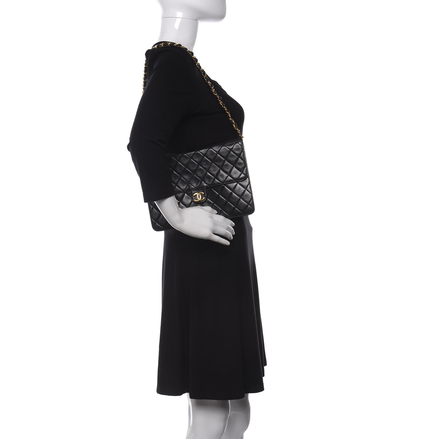 Chanel Lambskin Quilted Jumbo Single Flap Black 2 of 11