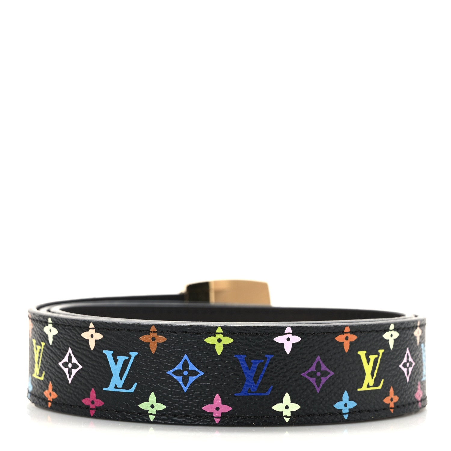 Louis Vuitton Monogram Multicolor LV Cut Reversible Belt 90 36 Black 2 of 4