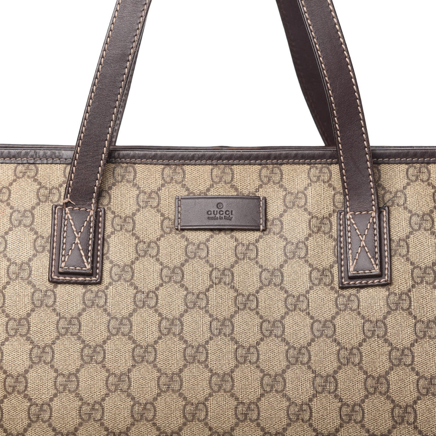 GG Supreme Monogram Large Zippered Shopping Tote Brown