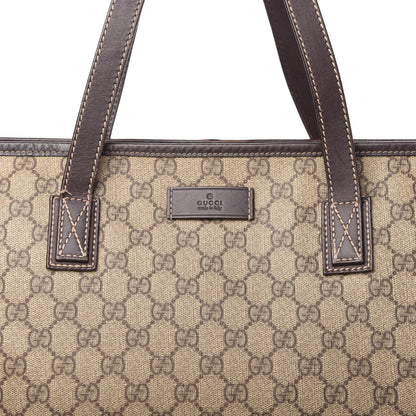 Gucci GG Supreme Monogram Large Zippered Shopping Tote Brown 10 of 10
