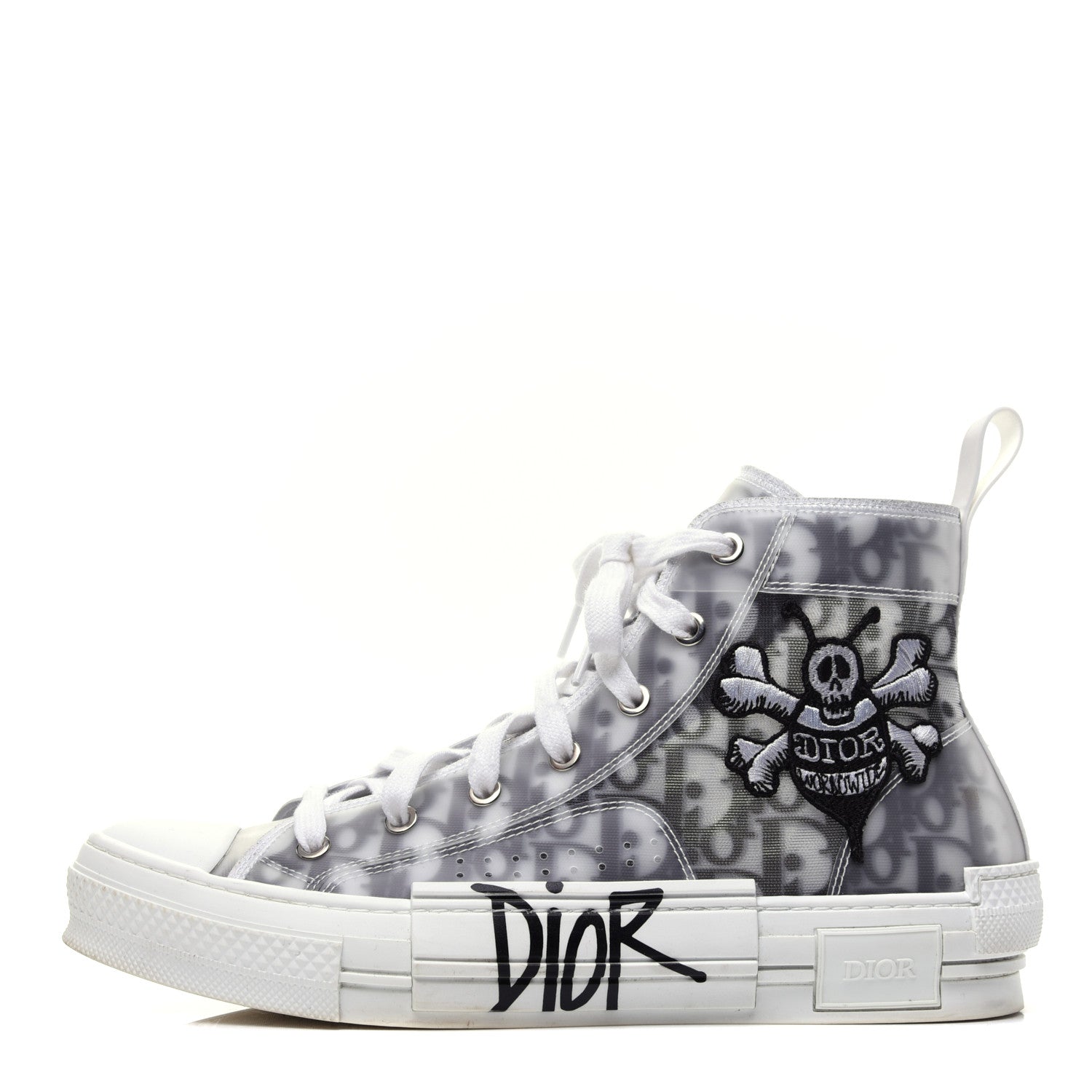 Christian Dior X SHAWN STUSSY Canvas Oblique Bee Mens B23 High Top Sneakers 41 White Black 1 of 15