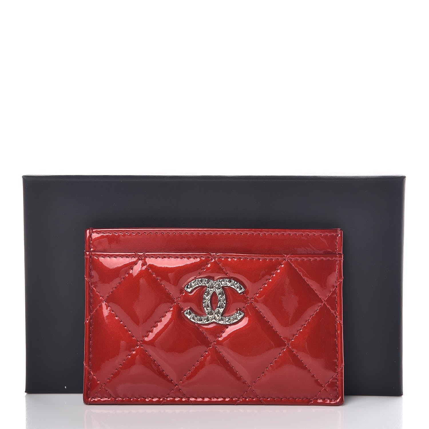 Chanel Patent Quilted Brilliant Card Holder Red 9 of 9