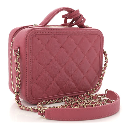 Chanel Caviar Quilted Small CC Filigree Vanity Case Rose 3 of 11