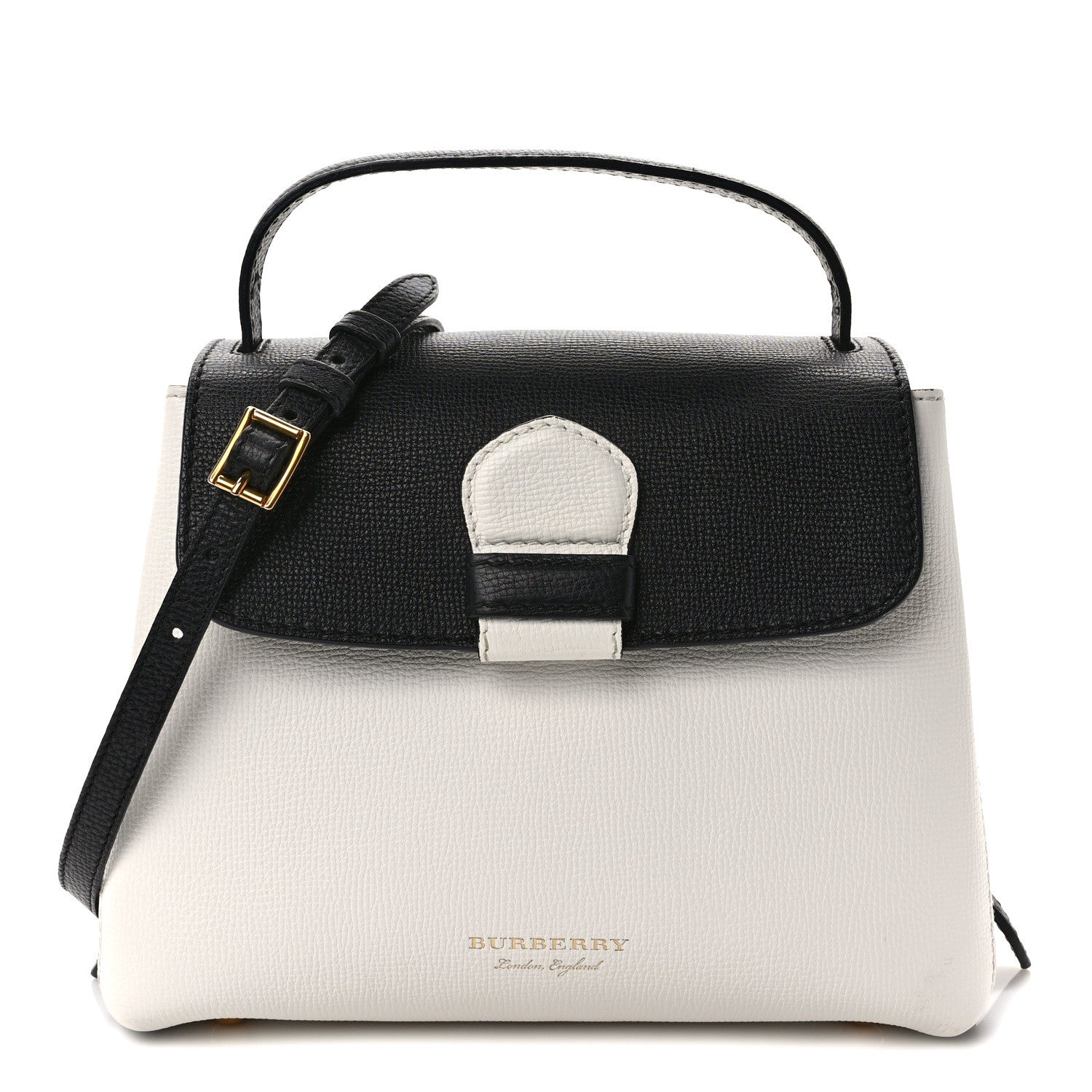 Burberry Derby Calfskin House Check Small Camberley Chalk White Black 1 of 10
