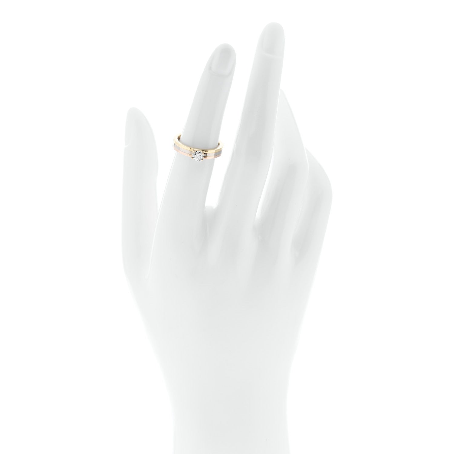 Cartier 18K Pink Yellow White Gold Diamond .25ct Solitaire Trinity Engagement Ring 50 5.25 2 of 7