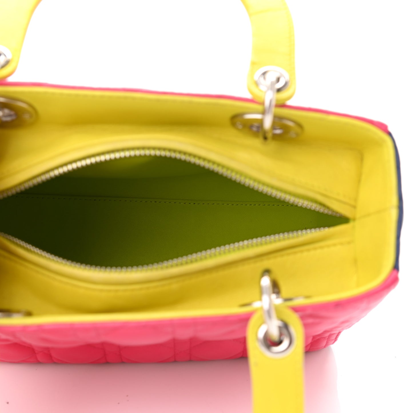 Lambskin Cannage Medium Tri-Color Lady Dior Pink Blue Yellow