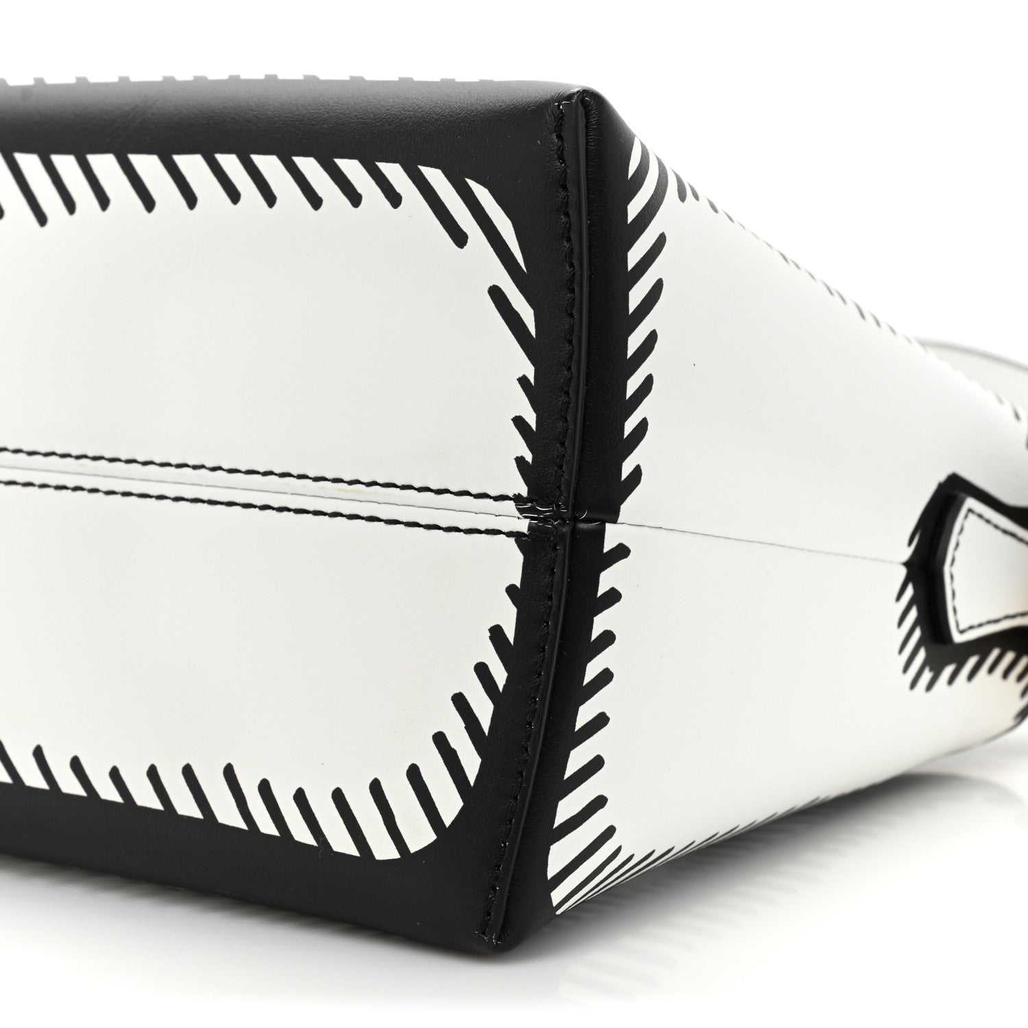 Fendi X JOSHUA VIDES Vitello Century Logo Medium By The Way Boston Bag White Black 10 of 17