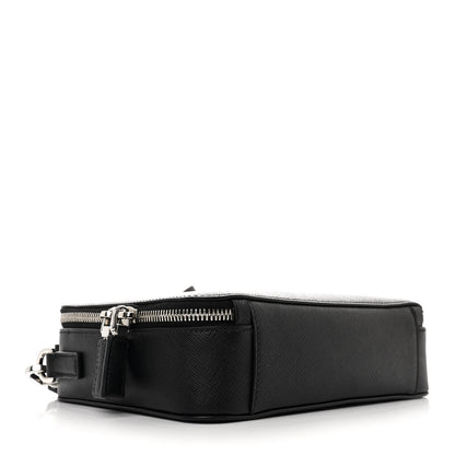Prada Saffiano Travel Medium Brique Crossbody Bag Black 4 of 10