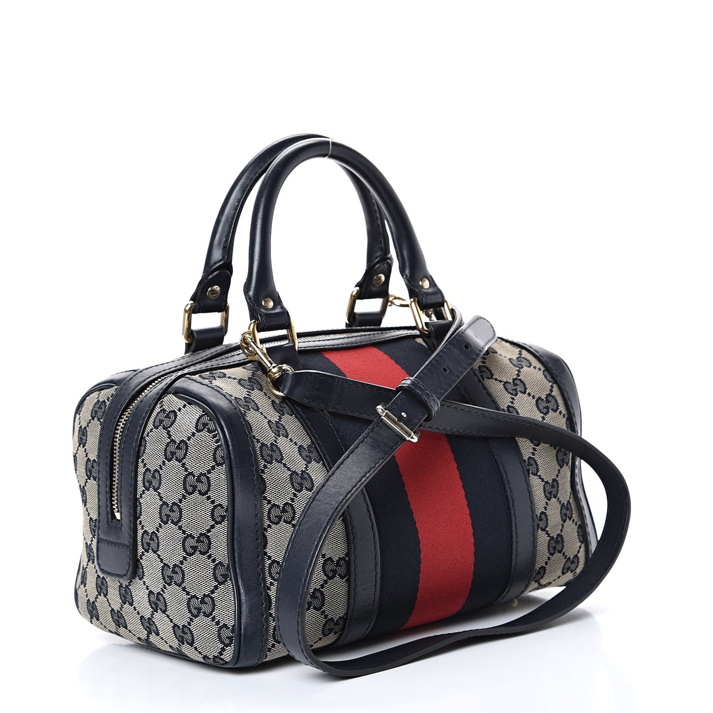 Monogram Vintage Web Small Boston Navy