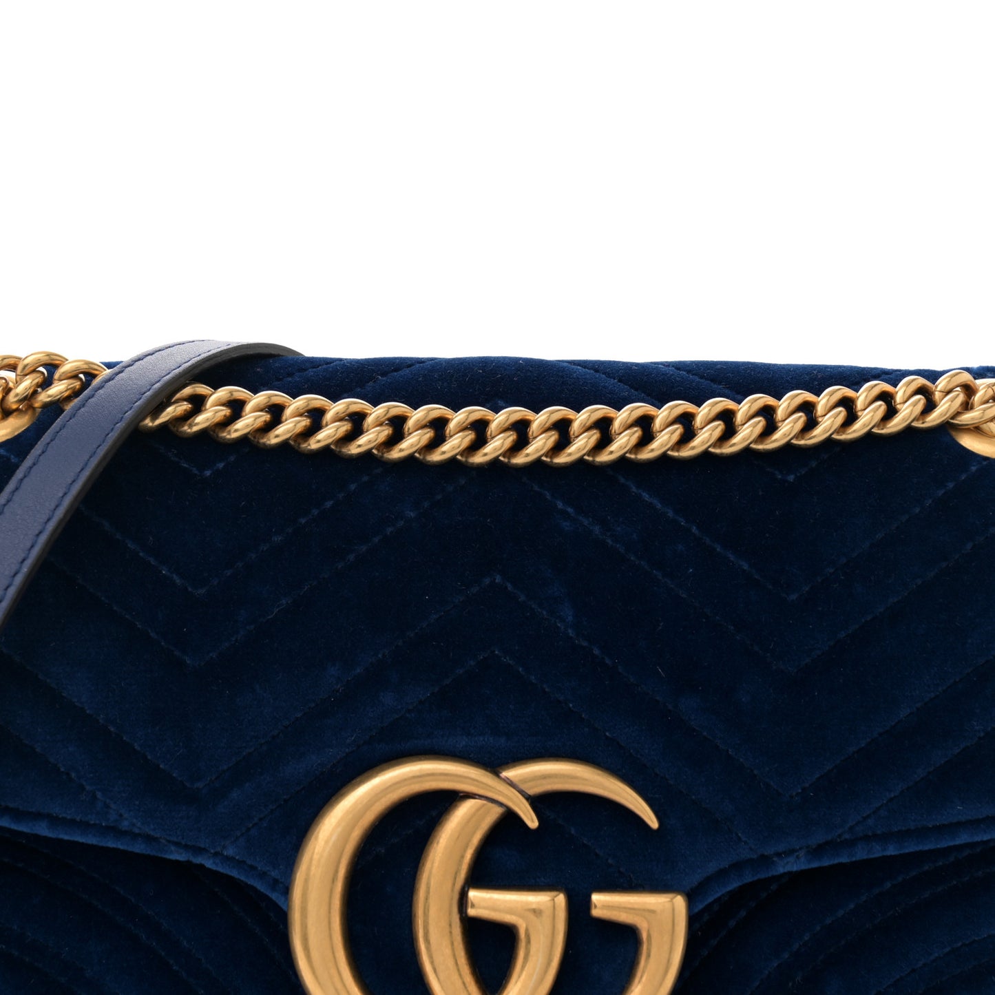 Velvet Matelasse Medium GG Marmont Shoulder Bag Cobalt Blue