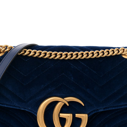 Gucci Velvet Matelasse Medium GG Marmont Shoulder Bag Cobalt Blue 8 of 9