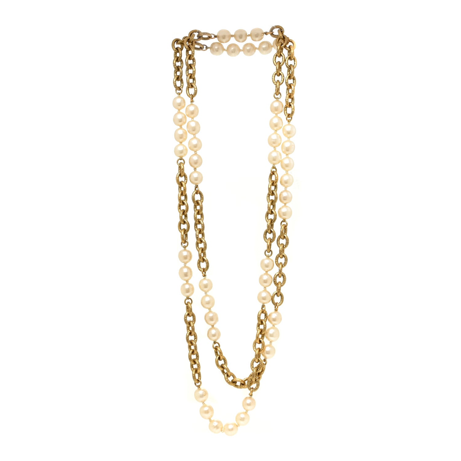 Chanel Pearl Chain CC Necklace Gold 3 of 4