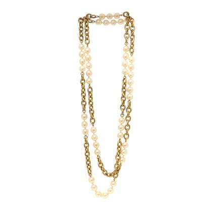 Chanel Pearl Chain CC Necklace Gold 3 of 4