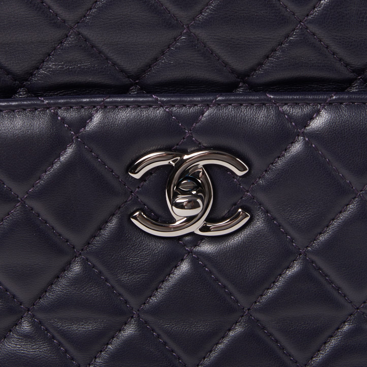 Lambskin Quilted Large Drawstring Shoulder Bag Dark Purple