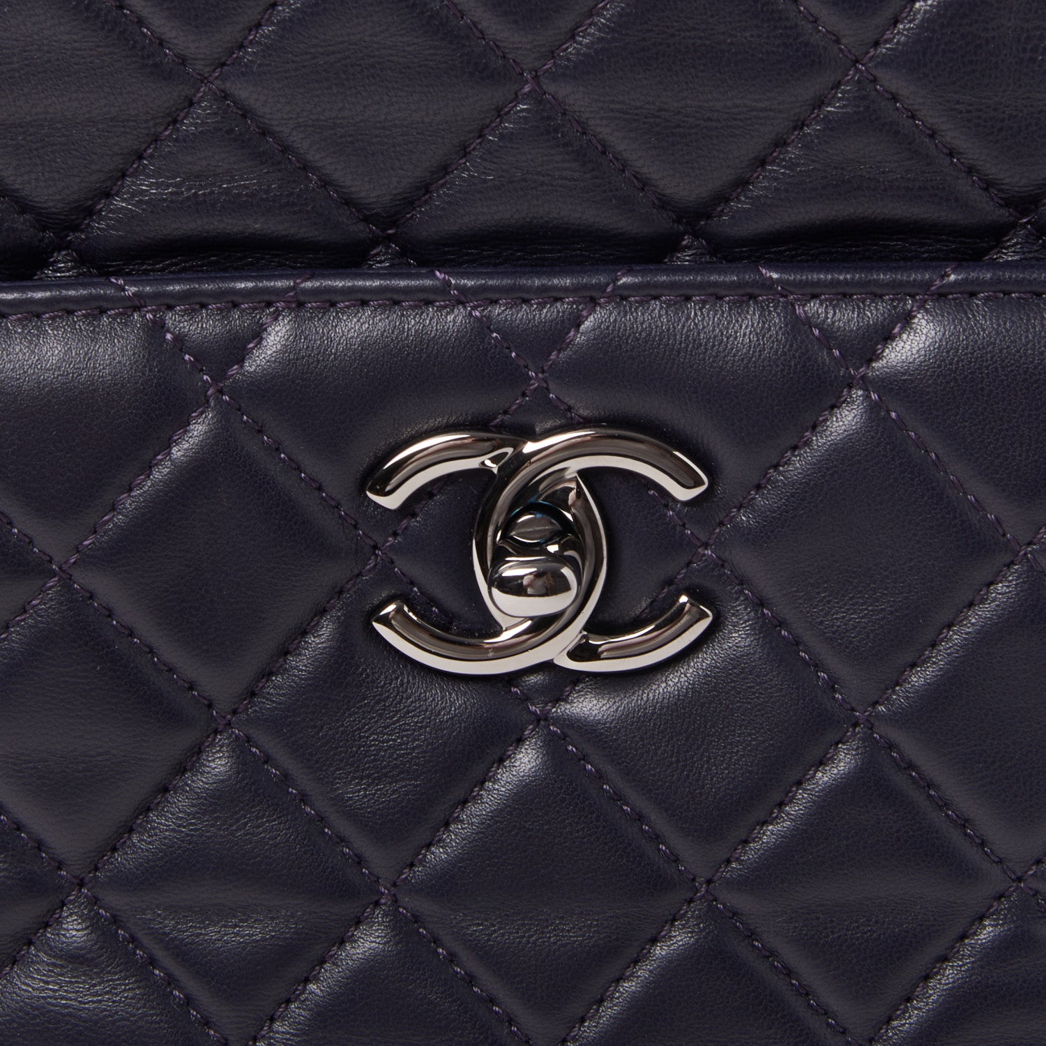 Chanel Lambskin Quilted Large Drawstring Shoulder Bag Dark Purple 7 of 10