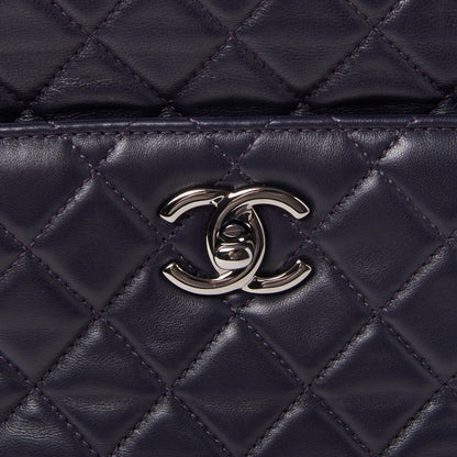 Chanel Lambskin Quilted Large Drawstring Shoulder Bag Dark Purple 7 of 10