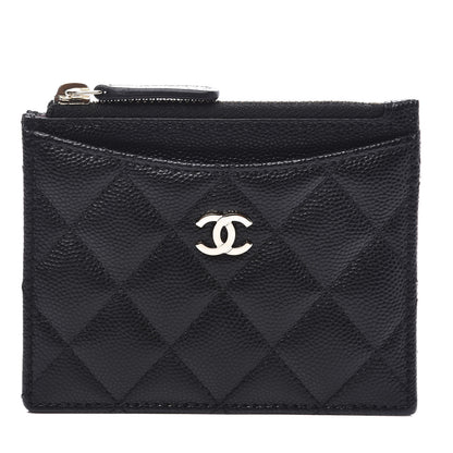 Chanel Caviar Quilted CC Zip Card Holder Black 1 of 9