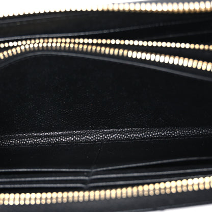Saint Laurent Grain De Poudre Matelasse Chevron Monogram Zip Around Wallet Black 5 of 7