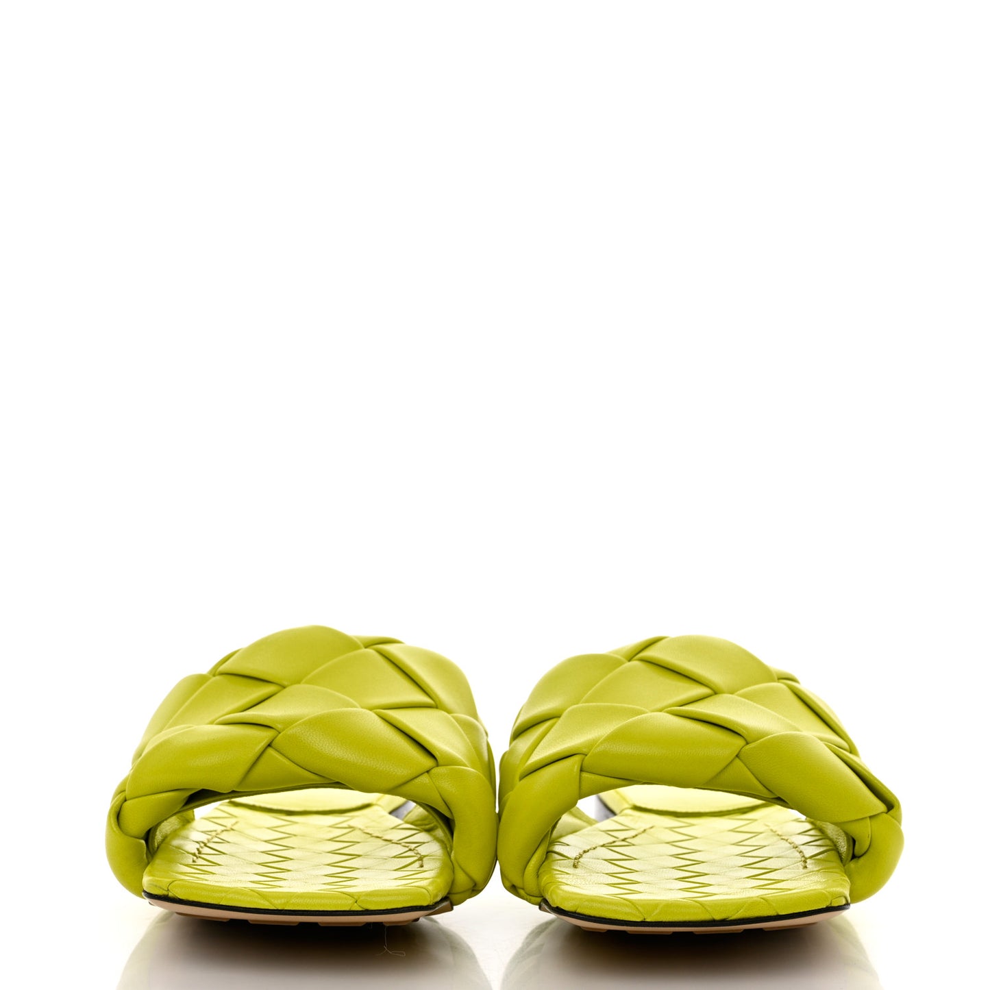 Nappa Maxi Intrecciato Lido Flat Sandals 38.5 Kiwi