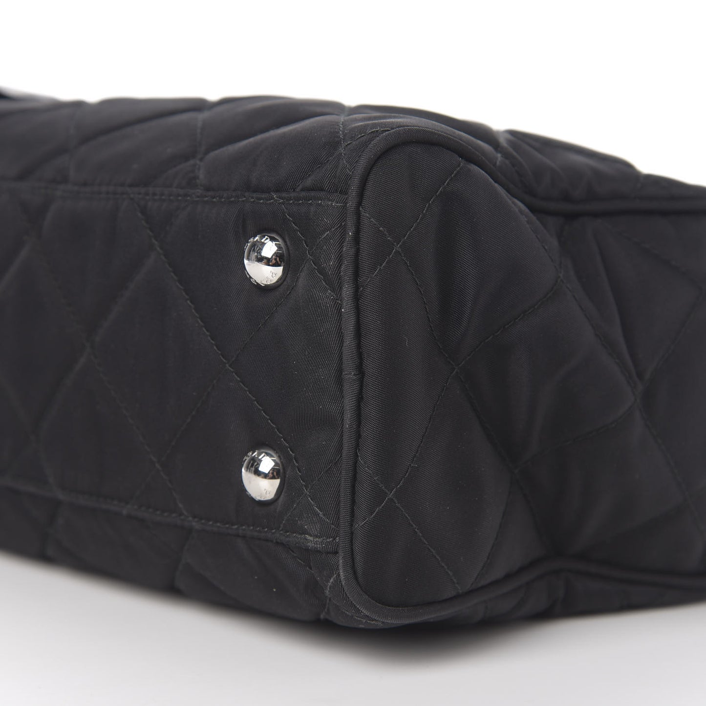 Nylon Tessuto Impuntu Quilted Shoulder Bag Black