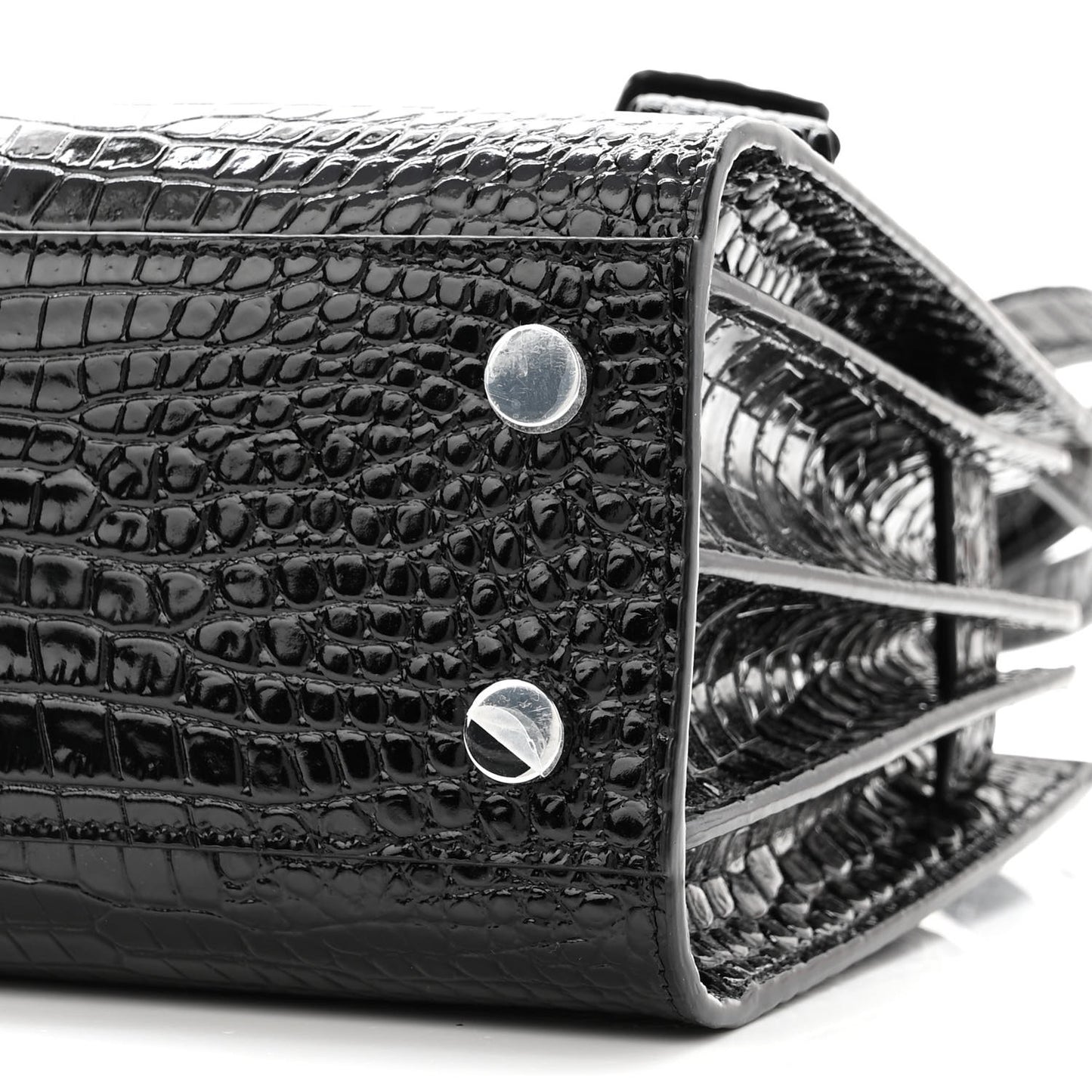 Calfskin Crocodile Embossed Nano Sac De Jour Black