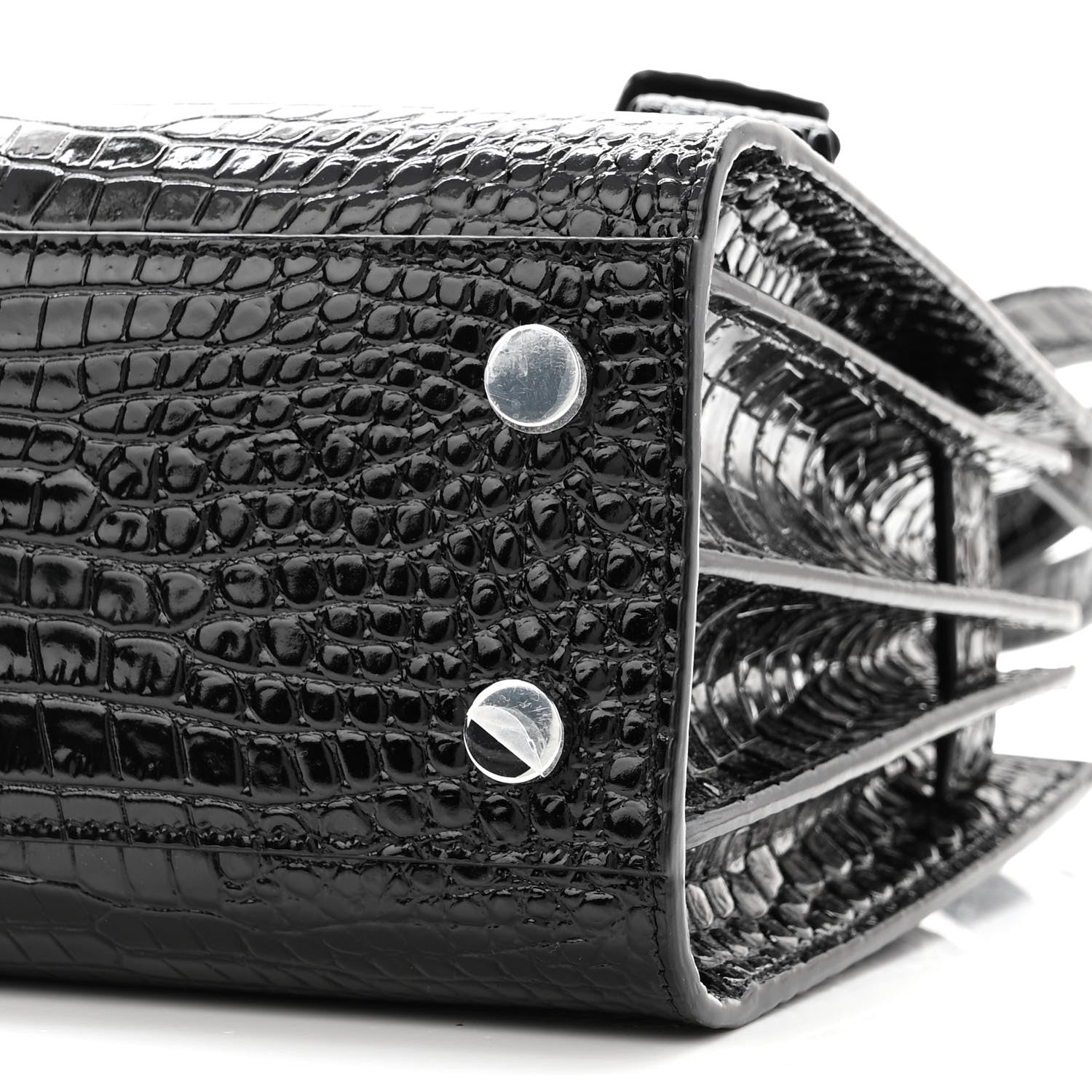 Saint Laurent Calfskin Crocodile Embossed Nano Sac De Jour Black 9 of 9