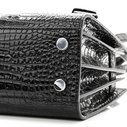 Saint Laurent Calfskin Crocodile Embossed Nano Sac De Jour Black 9 of 9