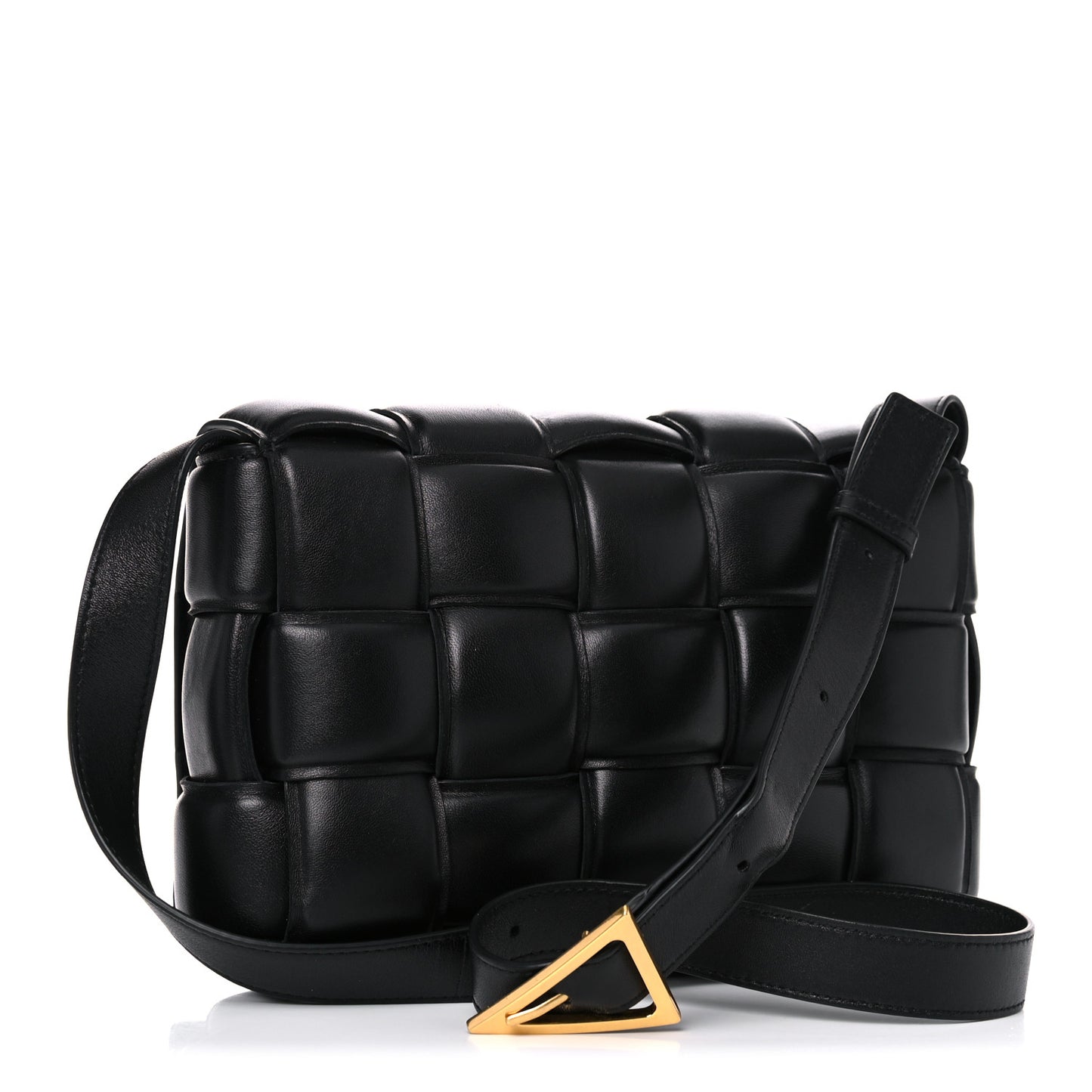 Nappa Maxi Intreccio Padded Cassette Crossbody Bag Black