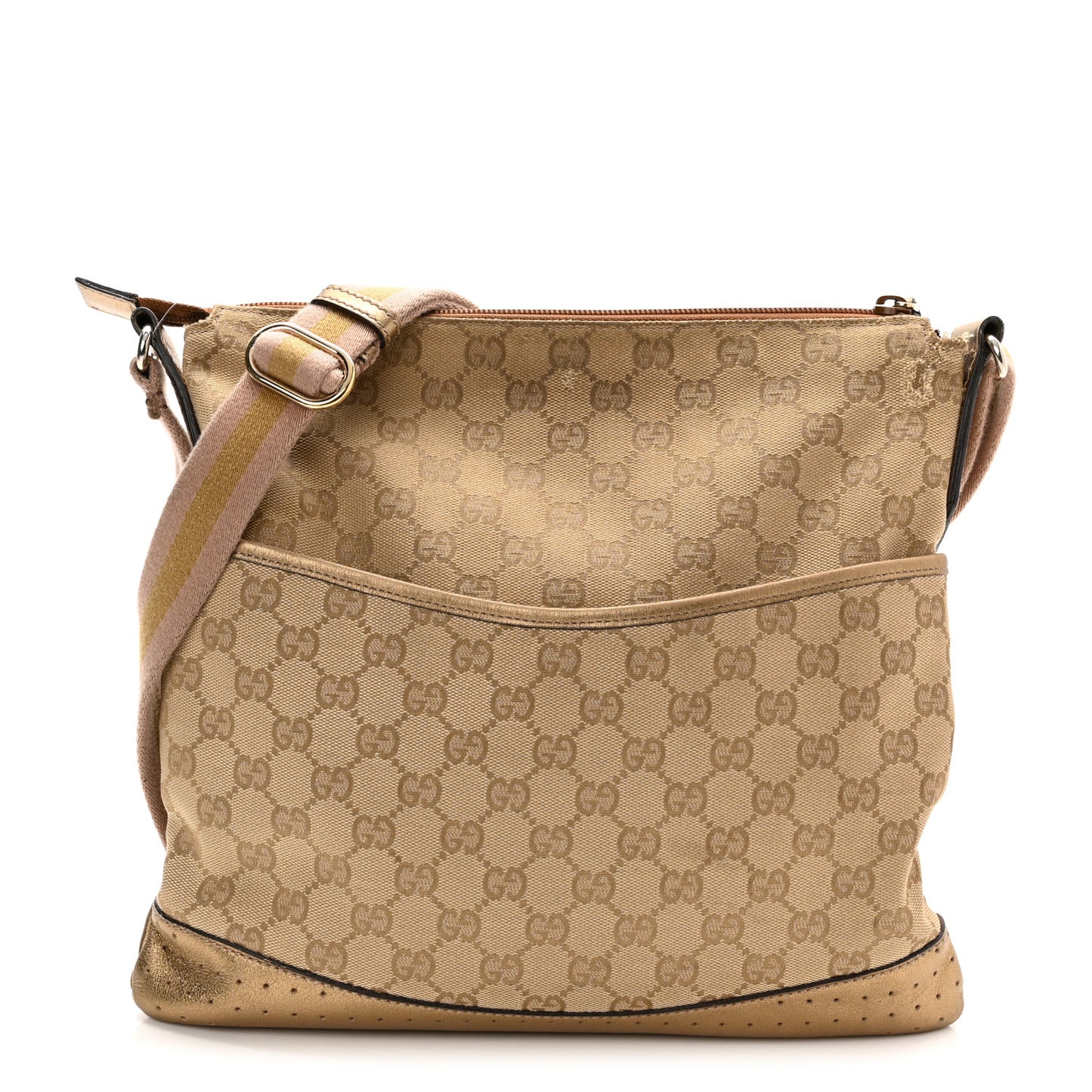 Monogram Calfskin Perforated Medium Flat Messenger Bag Pink