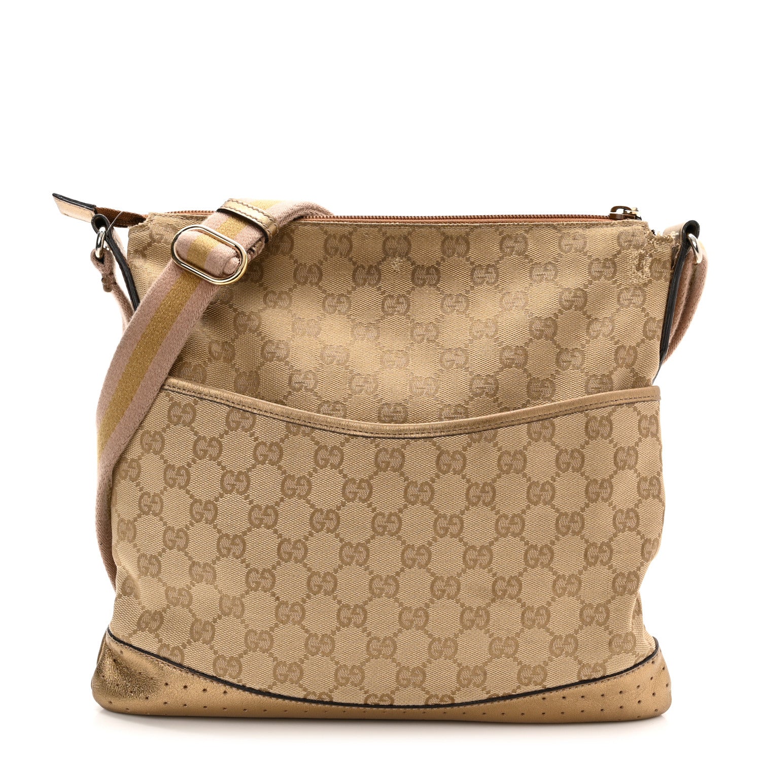 Gucci Monogram Calfskin Perforated Medium Flat Messenger Bag Pink 1 of 13