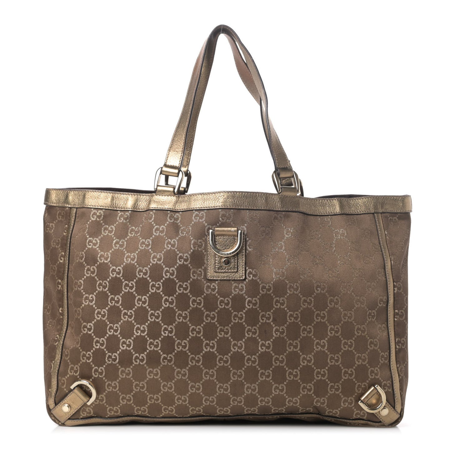 Satin Monogram Large Abbey Tote Metallic Bronze