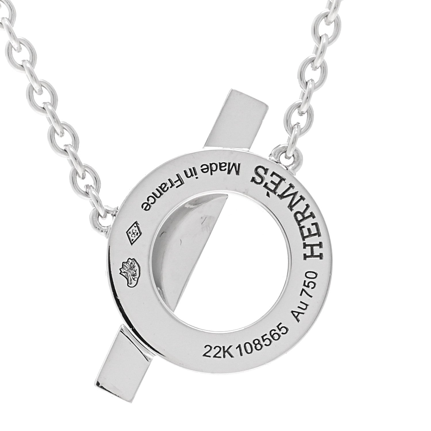 Hermes 18K White Gold Diamond Finesse Pendant Necklace 4 of 5