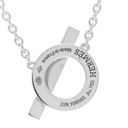 Hermes 18K White Gold Diamond Finesse Pendant Necklace 4 of 5
