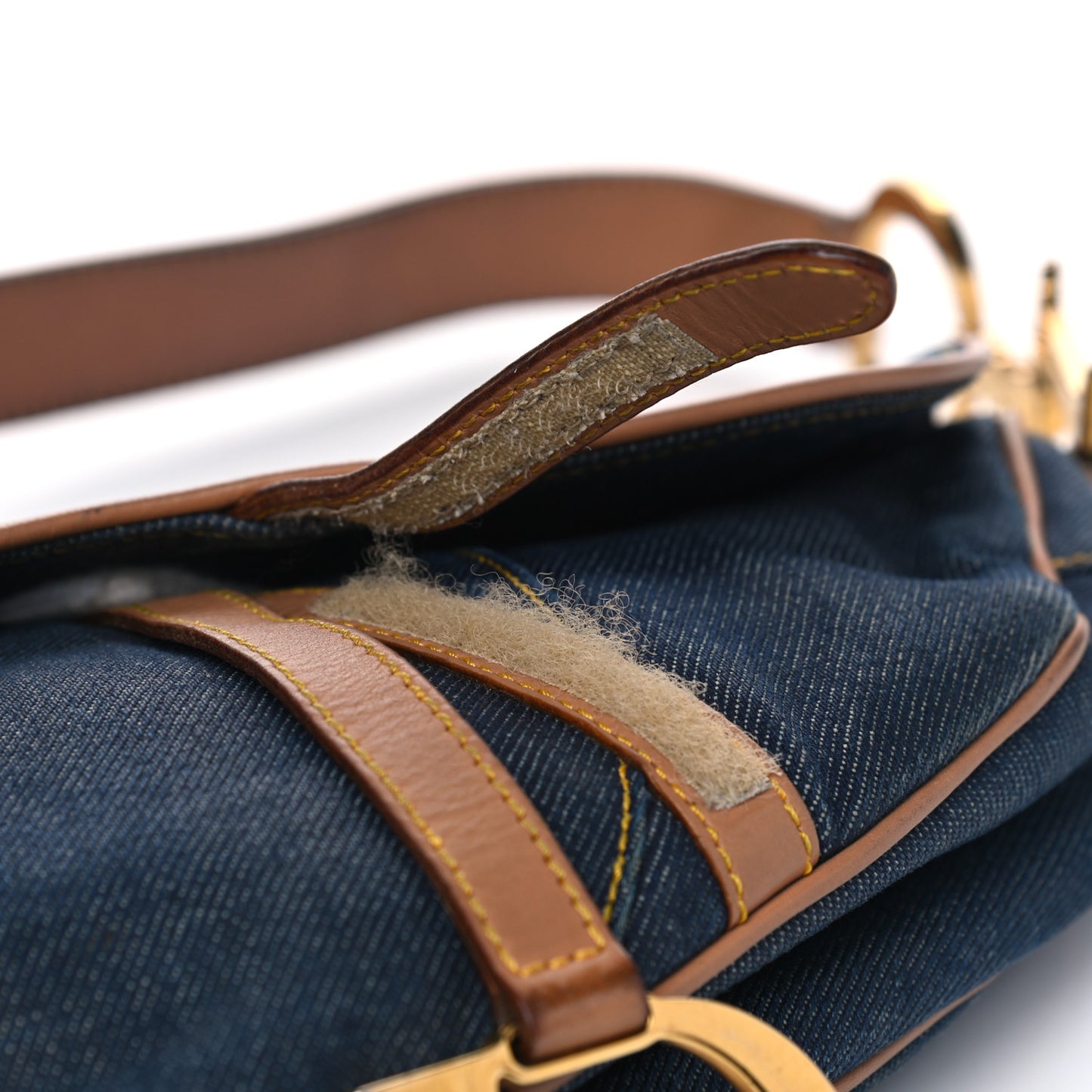 Denim Calfskin Saddle Bag Blue