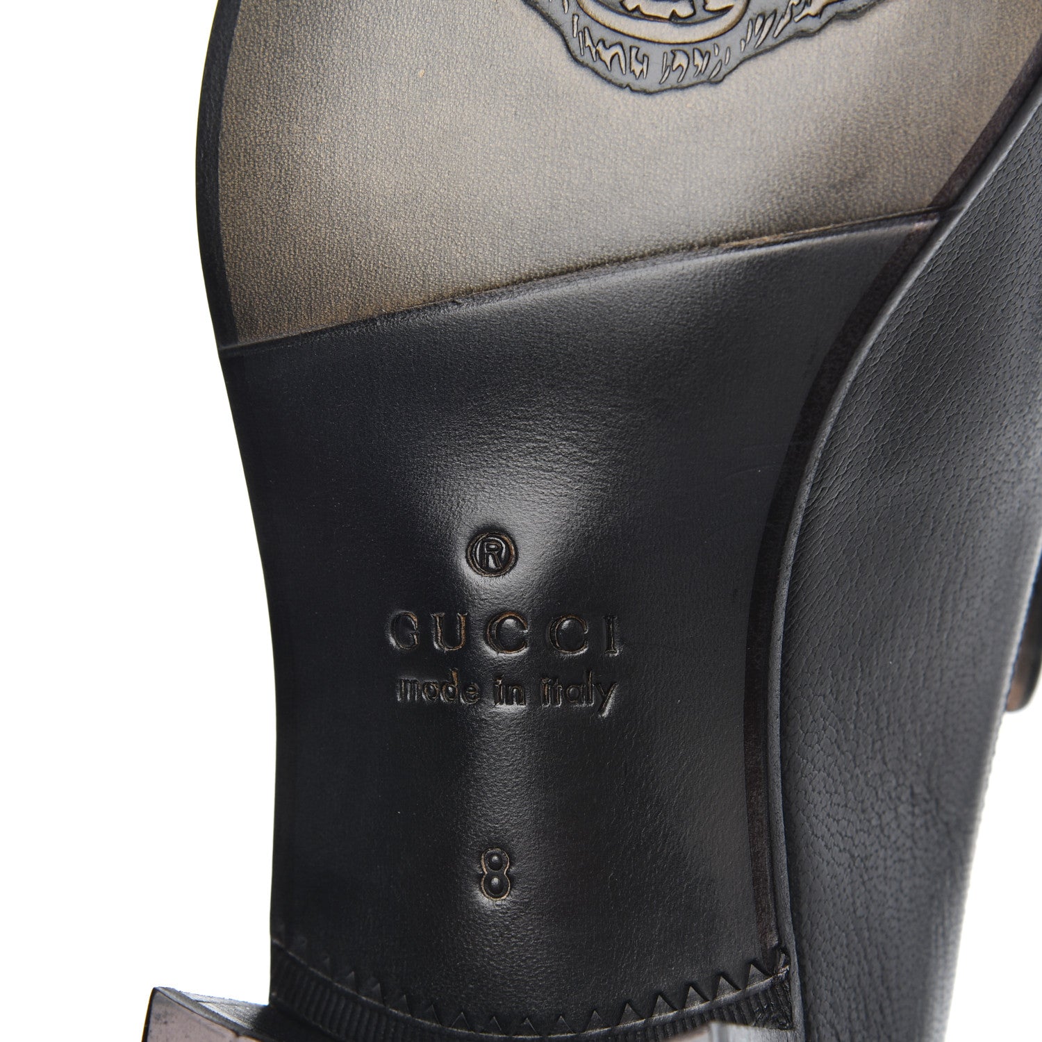 Gucci Goatskin Mens Chain Mid Heel Loafers 8 Black 8 of 11