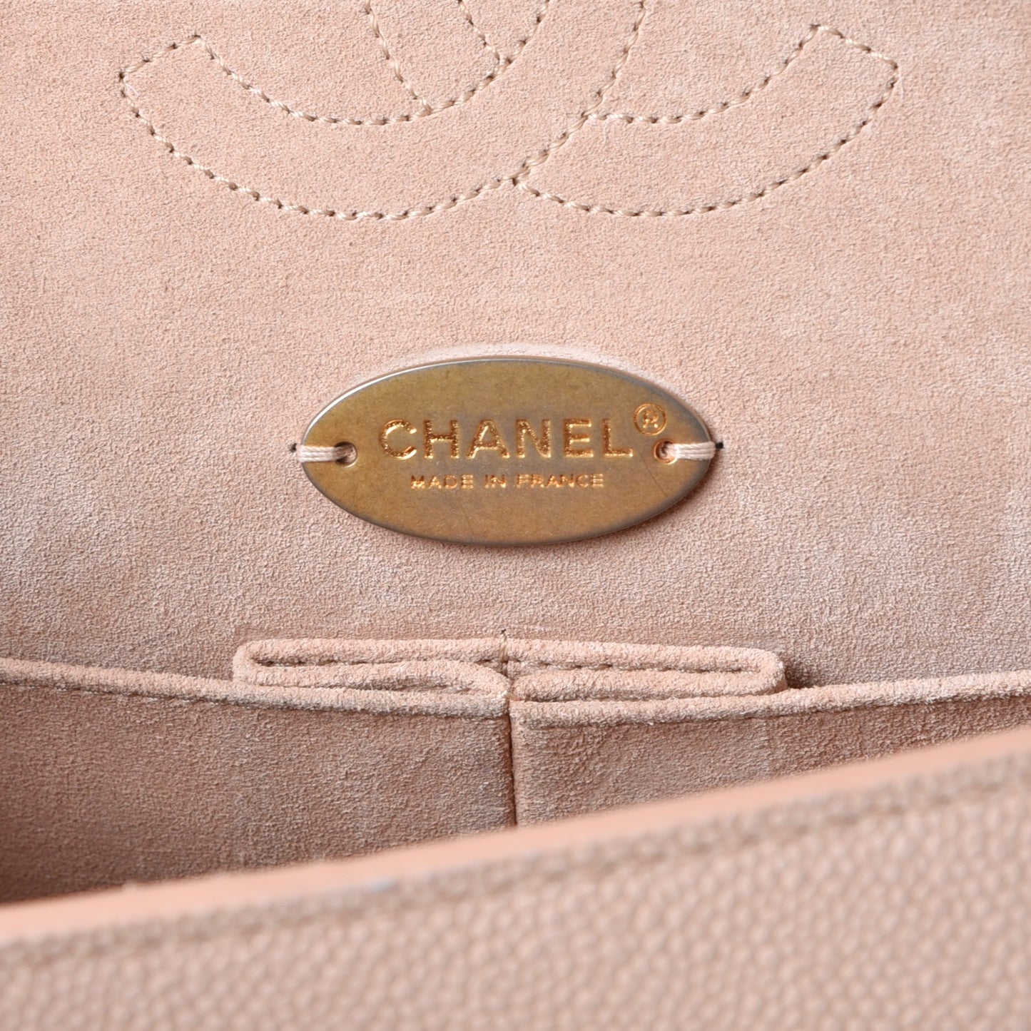 Grained Calfskin Medium Classic Pure Double Flap Nude
