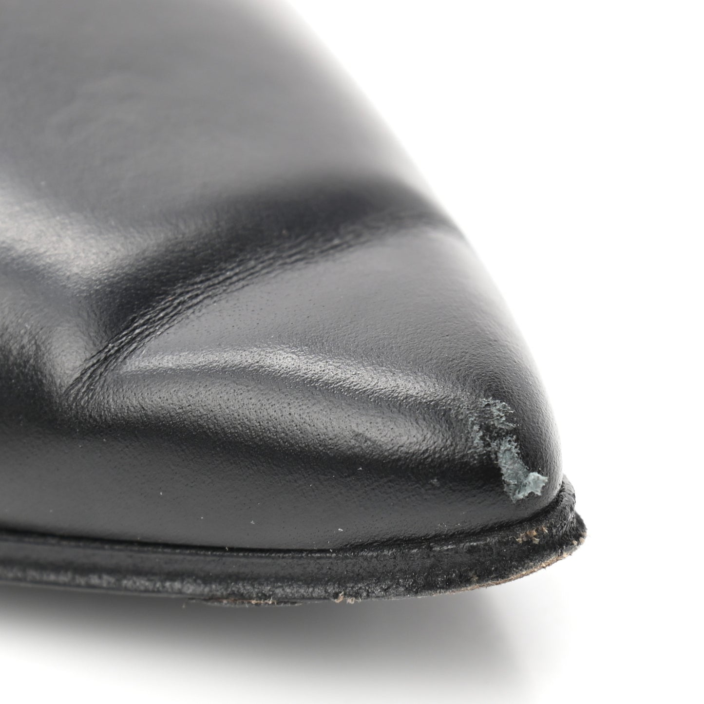 Calfskin Pointed Flat Boots 37 Black